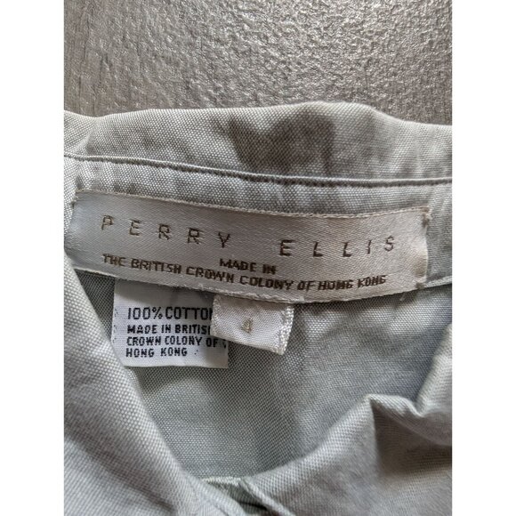 Perry Ellis Long Sleeve Button-Up Shirt Size 4 100% Cotton Light Gray Color - Picture 4 of 6